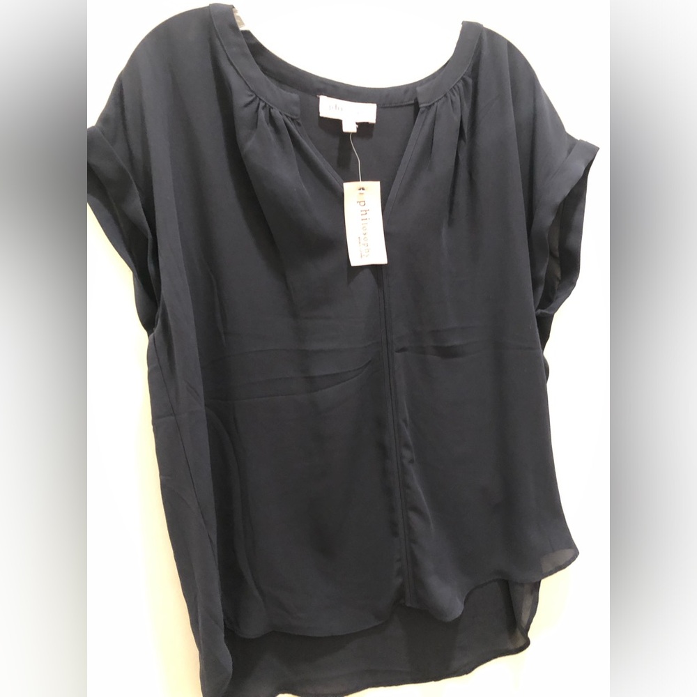 Navy light weight chiffon shirt- navy blue size xl